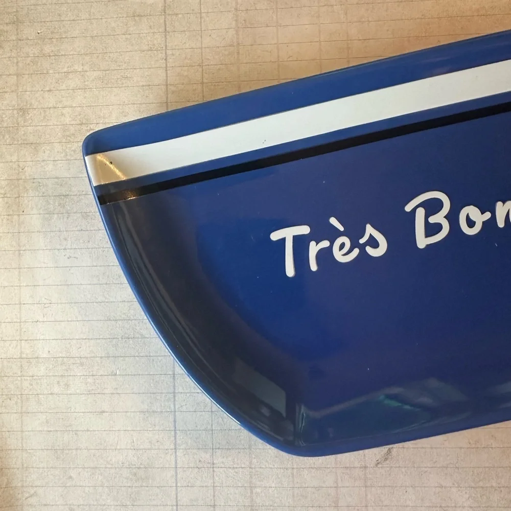 Sur La Table Blue 'Très Bon' Mug Shaped Plate
